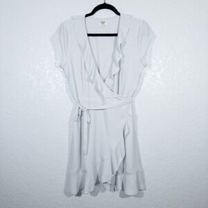 Aritzia Sunday Best Pale Gray New Ruffle Wrap‎ Mini Dress Size 6